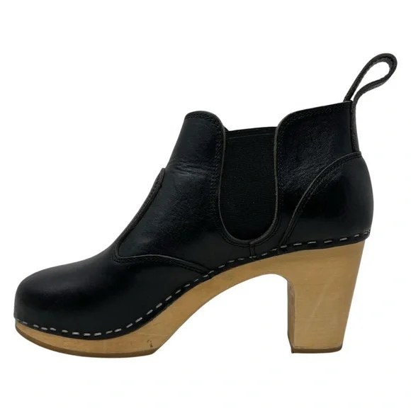 Swedish Hasbeens Chelsea Bootie Black Leather Heeled Ankle Boot Women’s EU 40 - Picture 3 of 11